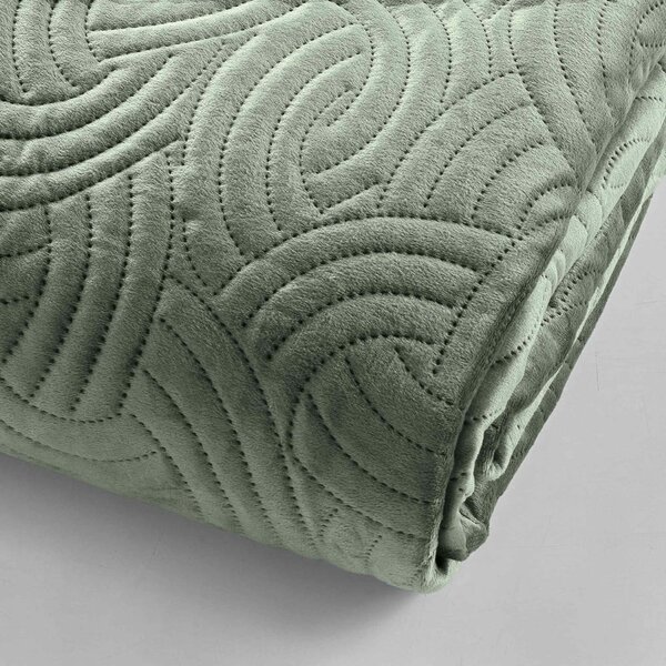 Set con copriletto e federa verde in velluto 220x240 cm Solange – douceur d'intérieur