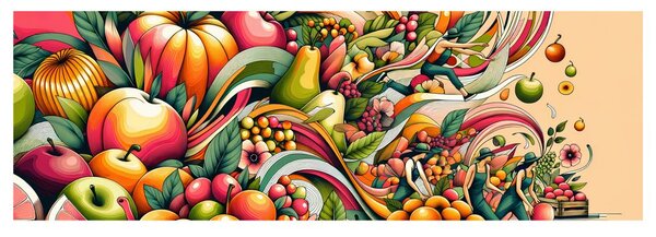 Quadro su tela – Frutta colorata in movimento