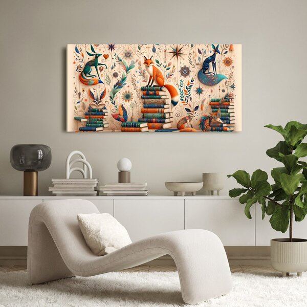 Quadro su tela – Volpe tra i libri