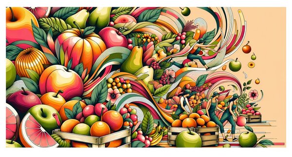 Quadro su tela – Raccolta di frutta
