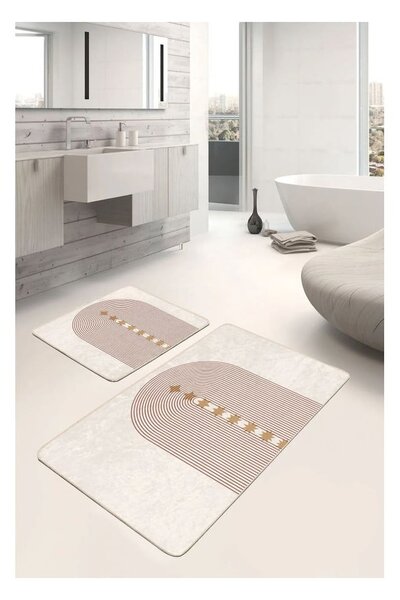 Set di tappetini per il bagno beige in velluto 2 pz 60x100 cm – Mila Home