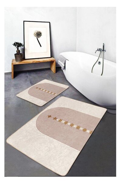 Set di tappetini per il bagno beige in velluto 2 pz 60x100 cm – Mila Home