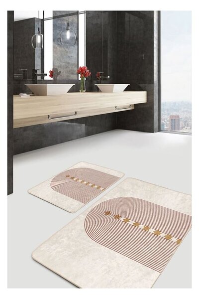 Set di tappetini per il bagno beige in velluto 2 pz 60x100 cm – Mila Home
