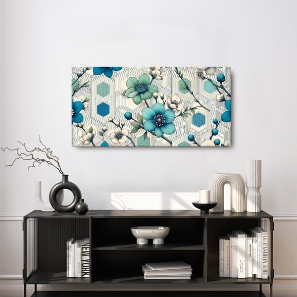 Quadro su tela – Combinazione di fiori e geometria