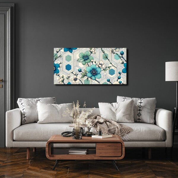 Quadro su tela – Combinazione di fiori e geometria
