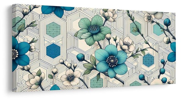 Quadro su tela – Combinazione di fiori e geometria