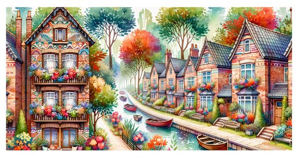 Quadro su tela – Strada con fiori