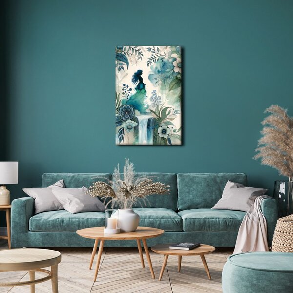 Quadro su tela – Fata vicino alla cascata