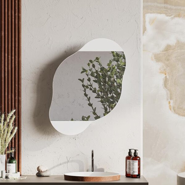 Specchio da Bagno con Armadietto Nuvola 60x13x75 cm in Melamina Bianco