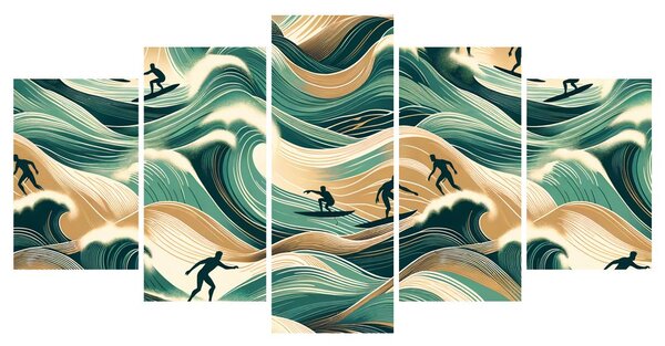 Quadri 5 pezzi – Onde del mare e surf