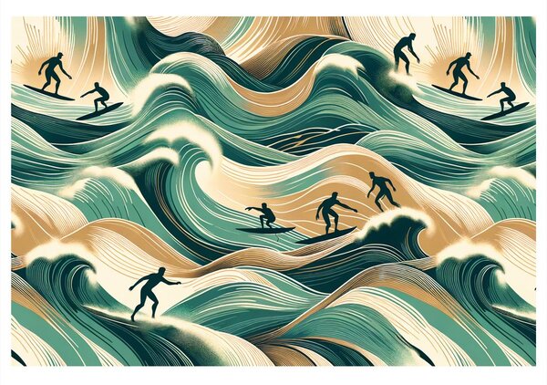 Quadro su tela – Surfisti in azione