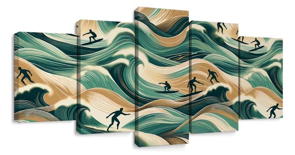 Quadri 5 pezzi – Onde del mare e surf