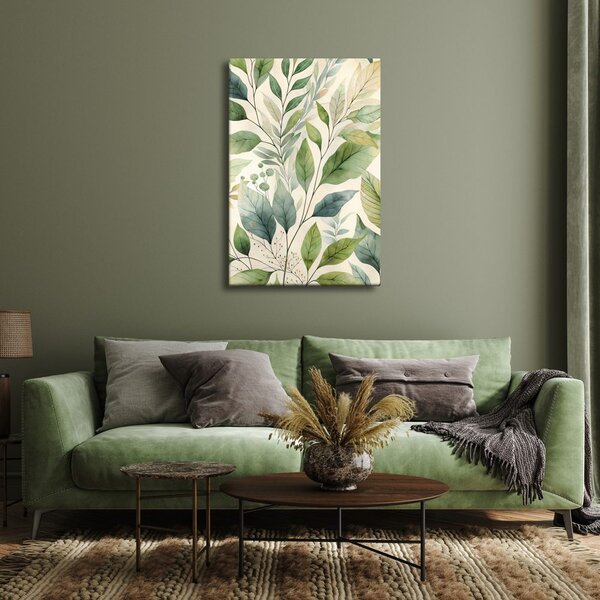 Quadro su tela – Foglie verdi ad acquerello