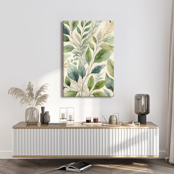 Quadro su tela – Foglie verdi ad acquerello