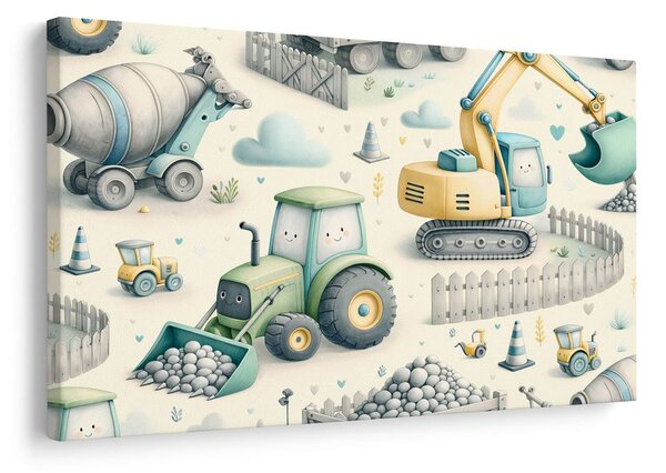 Quadro su tela – Macchine allegre in cantiere