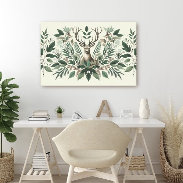 Quadro su tela – Cervo con corona di rami