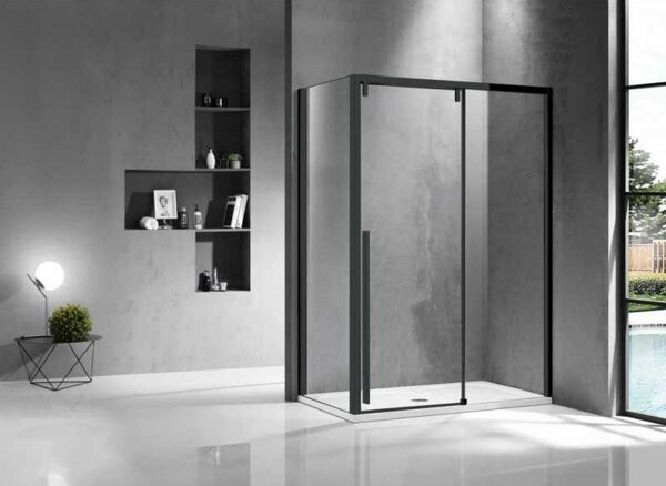 Kamalu cabina doccia 70x150 telaio nero anta scorrevole e lato fisso | ksa5000b
