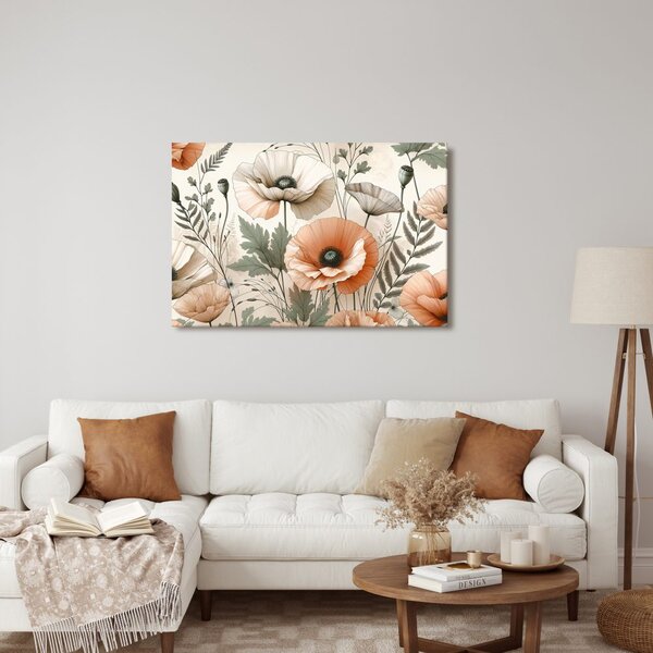 Quadro su tela – Campo pieno di papaveri
