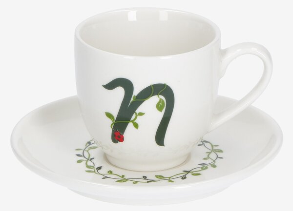 Solotua tazza caffe con piattino lettera n cc 85 in gift la porcellana bianca
