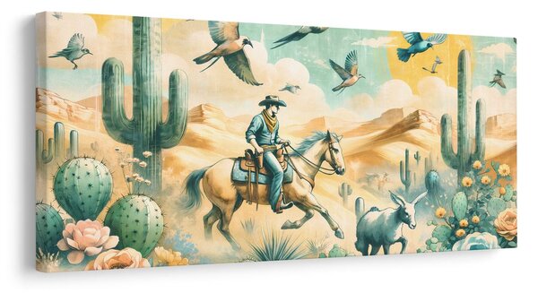 Quadro su tela – Scena western con cavallo