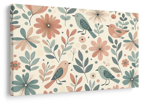 Quadro su tela – Giardino primaverile con uccelli