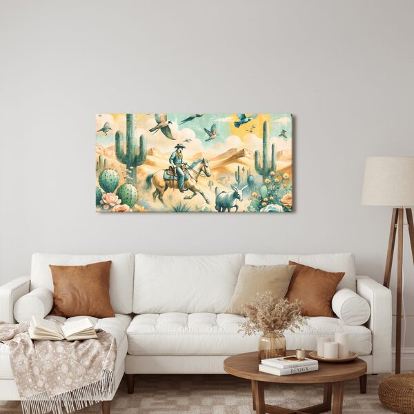 Quadro su tela – Scena western con cavallo