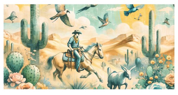Quadro su tela – Scena western con cavallo