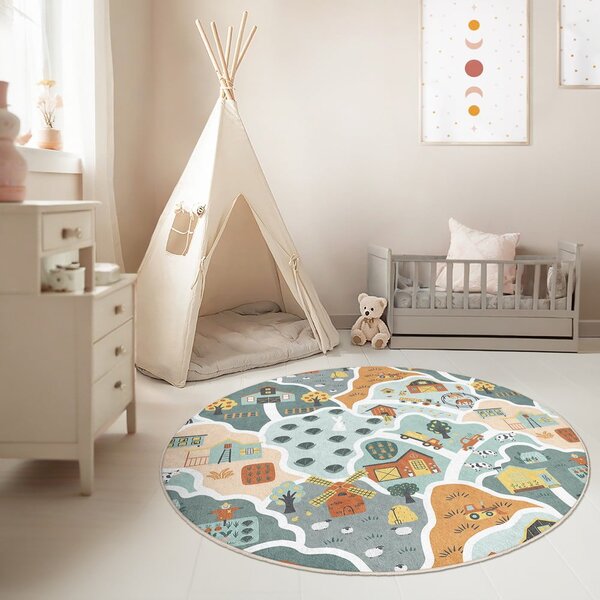 Tappeto da gioco per bambini lavabile ø120 cm Farmer's Life – Mila Home