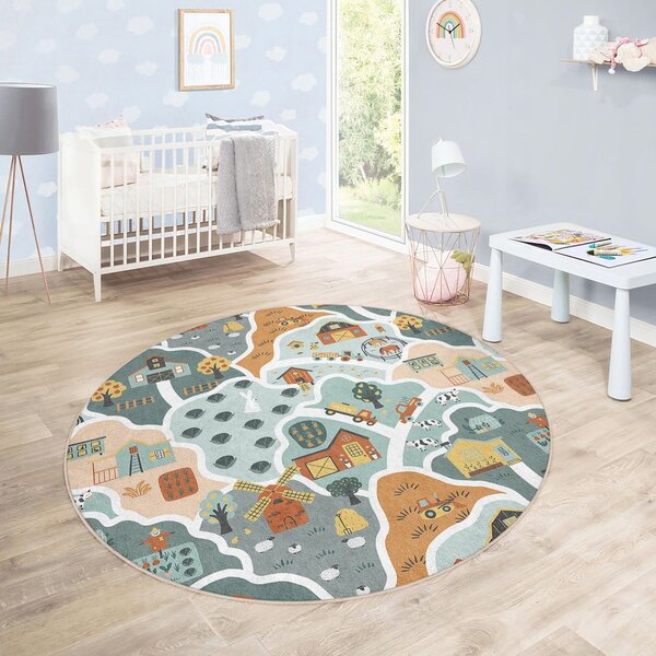 Tappeto da gioco per bambini lavabile ø120 cm Farmer's Life – Mila Home