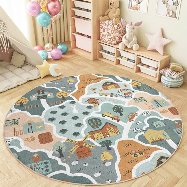 Tappeto da gioco per bambini lavabile ø120 cm Farmer's Life – Mila Home