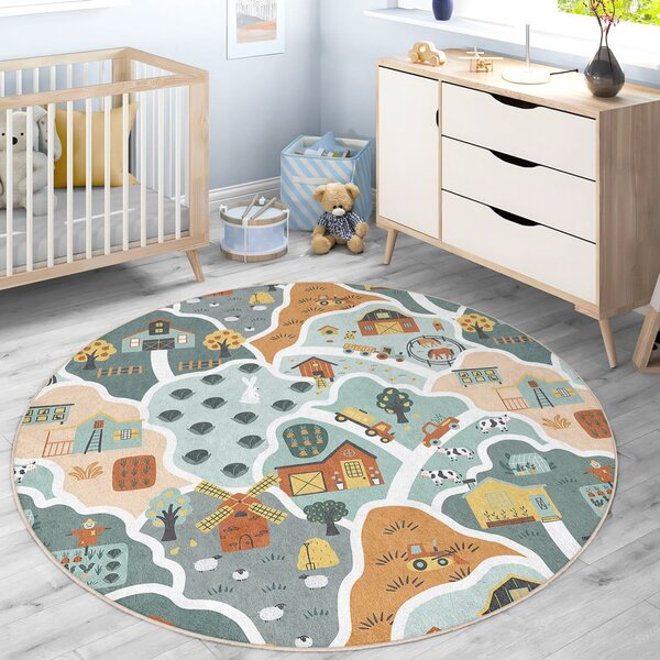 Tappeto da gioco per bambini lavabile ø120 cm Farmer's Life – Mila Home