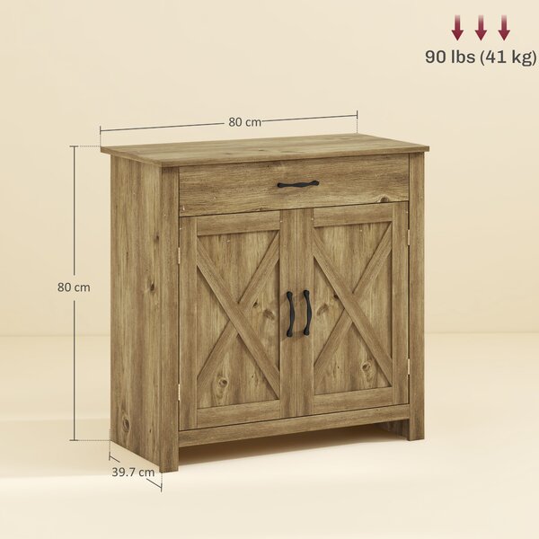 HOMCOM Credenza Cucina Country con Armadietto a 2 Ante e Cassetto, 80x39.7x80cm, Color Legno | Aosom Italy