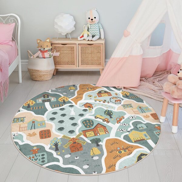 Tappeto da gioco per bambini lavabile ø120 cm Farmer's Life – Mila Home