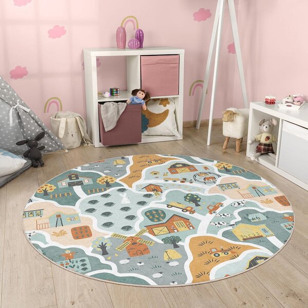 Tappeto da gioco per bambini lavabile ø120 cm Farmer's Life – Mila Home