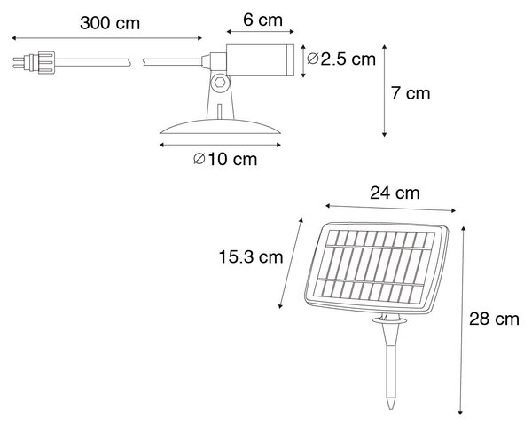 Set di 4 faretti a punta neri con LED IP65 ricaricabile solare - Garly