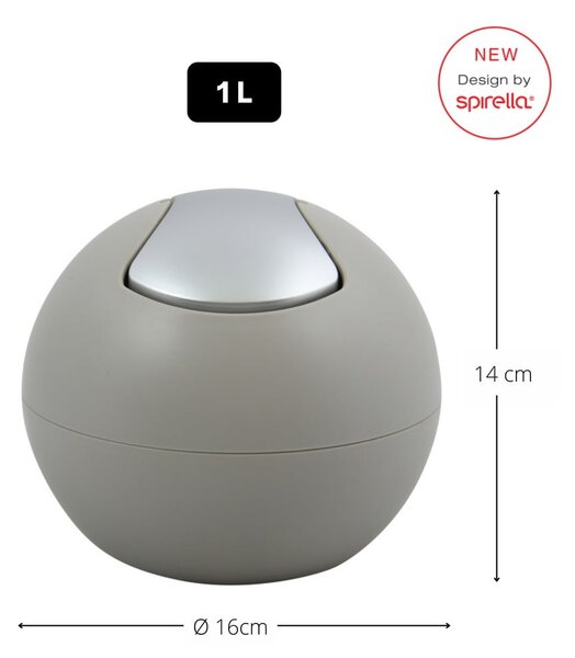 Cestino per la spazzatura grigio tortora in plastica 1 l Bowl Matt – Spirella