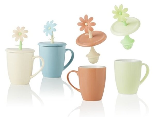 Brandani - mug con cover flora col as new bone china con filtr si