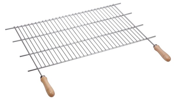 Griglia In Acciaio Inox 18/8, Dimensioni 80 X 40 Cm, Con Maniglie In Legno