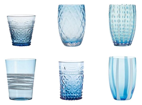 Bicchiere acqua in vetro borosilicato con rilievo Romantic 6 pz