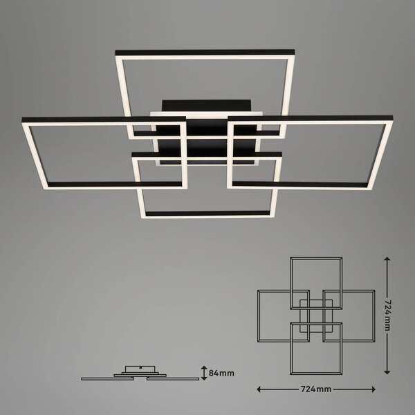 Briloner Frame S Plafoniera a LED, 72,4x72,4 cm, nero