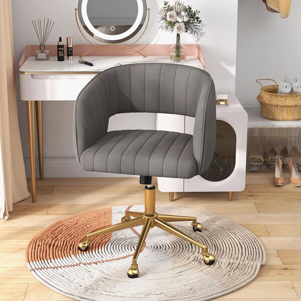 Panca per il trucco - Comodino con specchio - Sgabello - Sedia girevole - Sedia da trucco - Rivestimento in velluto