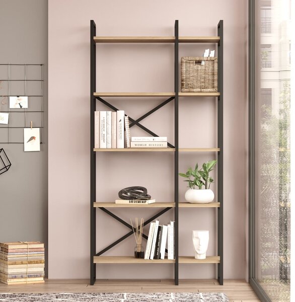 Scaffale in rovere nero/naturale 87,5x175 cm Dusan - Marckeric