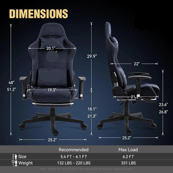 Sedia da gaming nera - Sedia ergonomica da ufficio con supporto lombare massaggiante e poggiapiedi