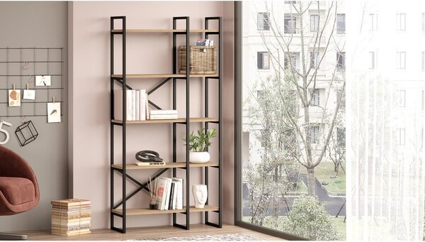 Scaffale in rovere nero/naturale 87,5x175 cm Dusan - Marckeric