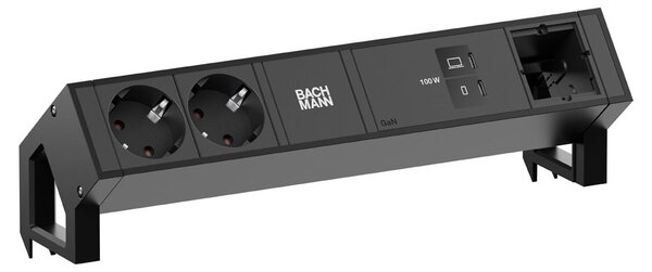 Scrivania BACHMANN DESK2, con 2 prese CEE7/3, 1 porta USB-C (con ricarica da 100W) e 1 connettore CM, lunghezza cavo 0,2 metri, colore RAL9005