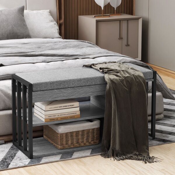 HOMCOM Scaffale per Scarpe con Panca, Scaffale per Corridoio per Scarpe, Mobile Portascarpe con Design a 3 Livelli, per Ingresso, Corridoio, Soggiorno, Camera da Letto, Grigio | Aosom Italy