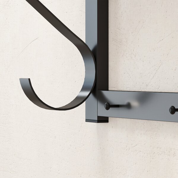 HOMCOM Stand Appendiabiti a Parete, Ganci da parete, 5 Ganci, ripiano superiore, versatile, Grigio | Aosom Italy