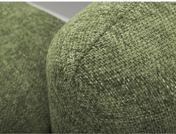 Divano angolare verde allungabile/con contenitore (con penisola a sinistra/con chaise lounge) con rivestimento in ciniglia Mele – Makamii