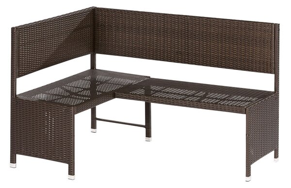 Panca angolare Merxx - Struttura in acciaio con rivestimento in plastica intrecciata marrone - 28820-210