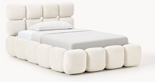 Letto singolo imbottito in teddy bouclé Tayla